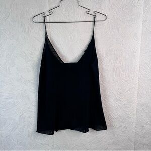 Nili Lotan Charcoal Knit Linen Spaghetti Strap Top Size Large